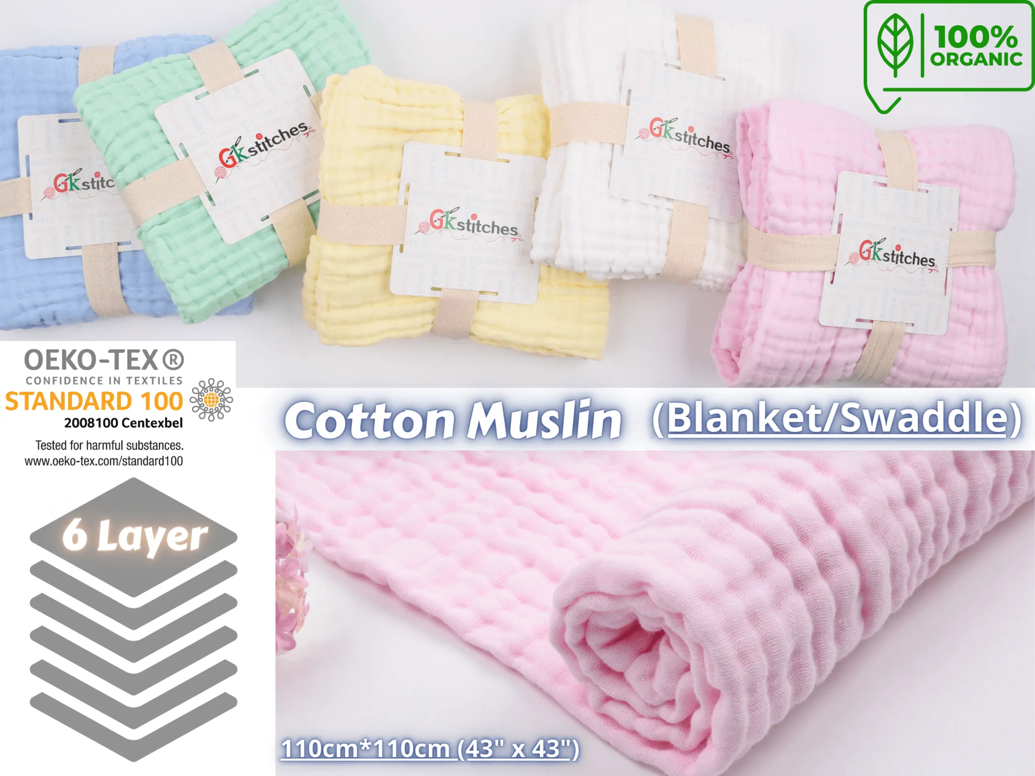 Six layers Muslin Solid Blanket