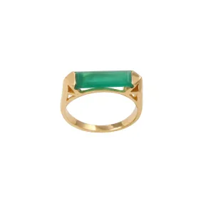 Vama | Juno Ring | Metal-Sterling Silver | Stone-Green Onyx | Finish-Shiny